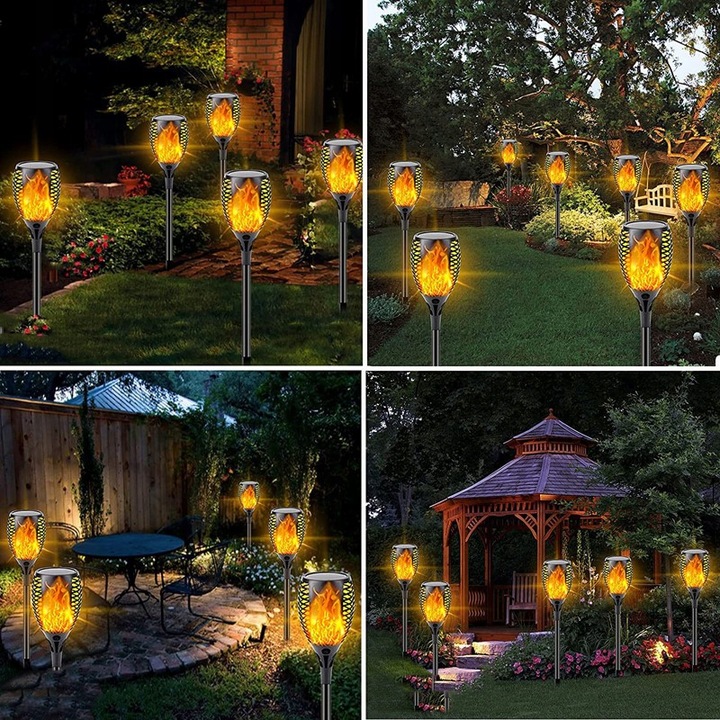 LAMPA SOLARNA POCHODNIA LAMPKI SOLARNE DO OGRODU OGRODOWE LED 4 SZTUKI