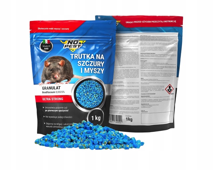 2x TRUTKA NA SZCZURY I MYSZY GRANULAT BRODIFAKUM NO PEST 1KG BARDZO