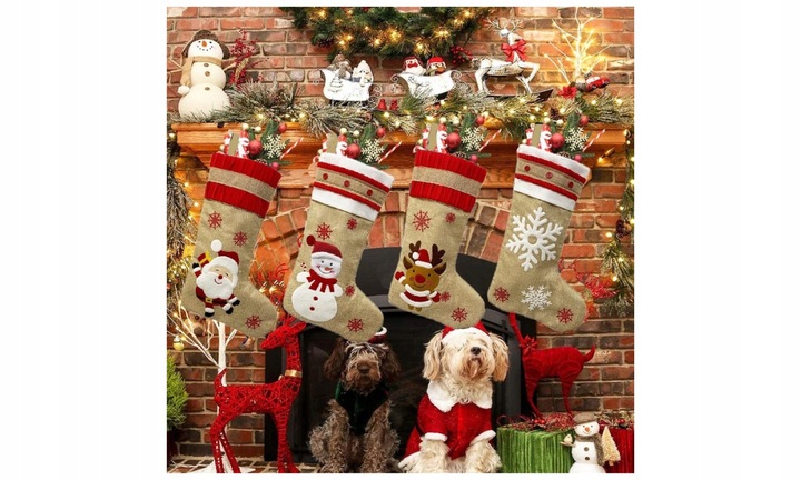 4x SKARPETY Skarpeta ŚWIĄTECZNE PREZENTY KOMINEK OZDOBNA GWIAZDOR DEKORACJA