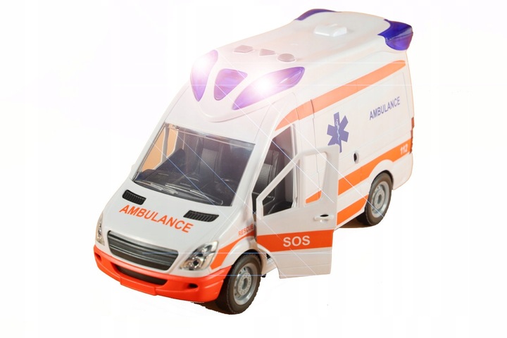 AUTO KARETKA POGOTOWIA AMBULANS ŚWIATŁO NOSZE OTWIERANE DRZWI GUMOWE KOŁA