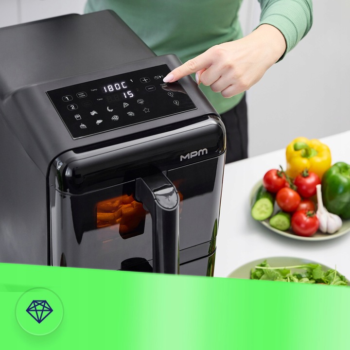 Frytkownica beztłuszczowa air fryer duża podwójna 12l MPM MFR-13