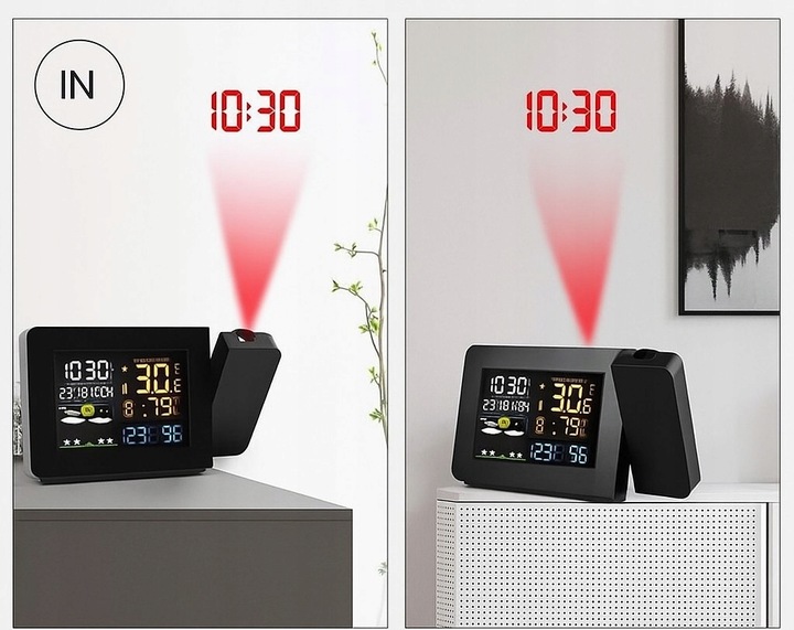 Stacja Pogody Pogodowa Zegar Czujnik Zewnętrzny Higrometr Budzik