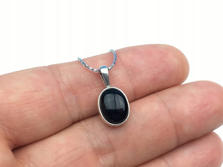 wisiorek owalny srebrny onyks czarny srebro pr.925