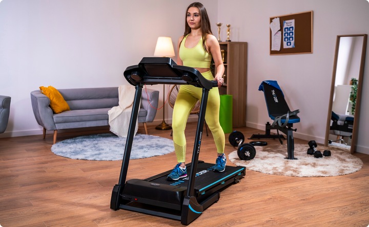 Bieżnia składana elektryczna domowa 140kg aplikacja amortyzacja mocna