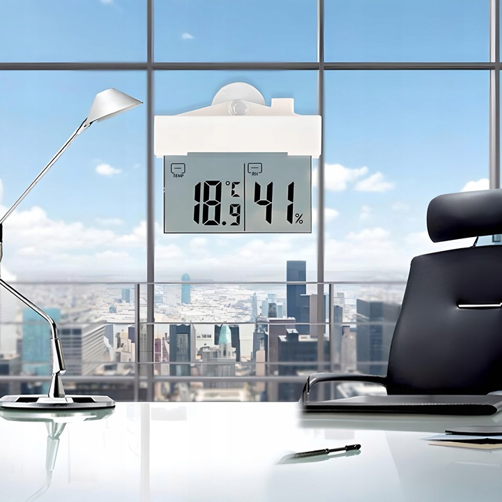 TERMOMETR ZEWNĘTRZNY WEWNĘTRZNY OKIENNY NA OKNO HIGROMETR CYFROWY °C/°F