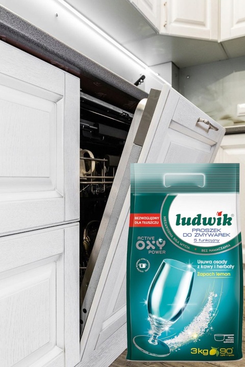 Proszek do zmywarek Ludwik 5-funkcyjny worek 3 kg WYDAJNY CZYSTE NACZYNIA