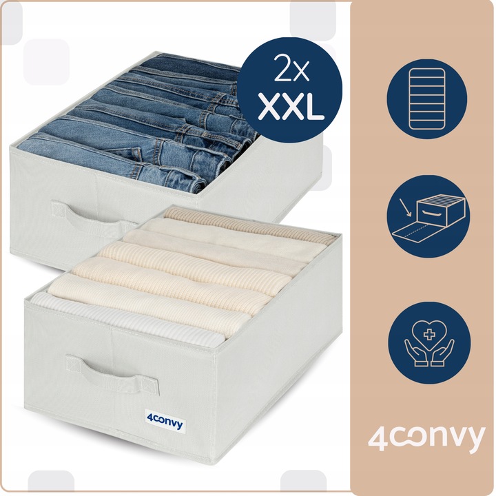 2x organizer XXL pudełko pojemnik na ubrania jeansy do szuflady