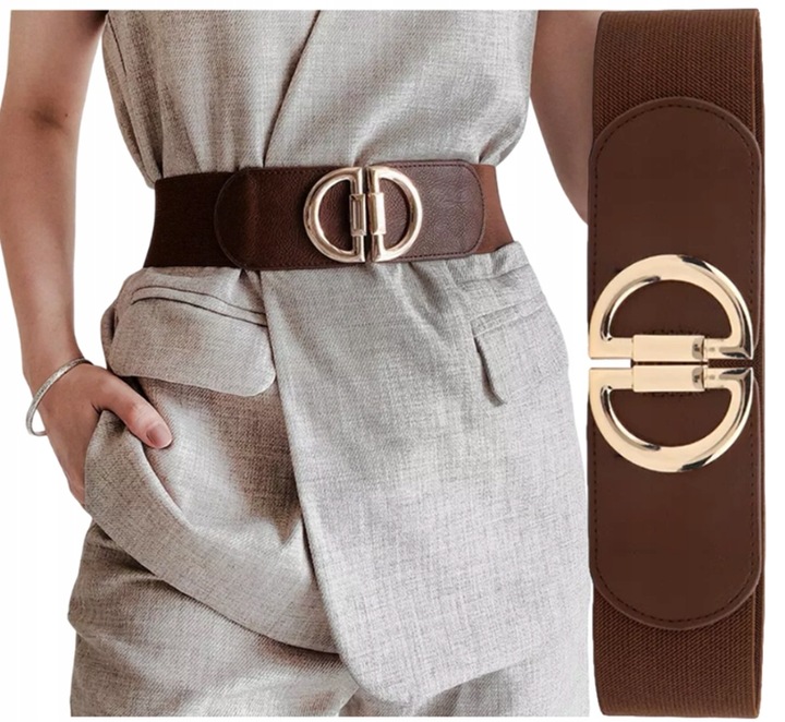 PASEK DAMSKI BRĄZOWY GUMA ELASTYCZNY 105-150 CM DO SUKIENKI MARYNARKI