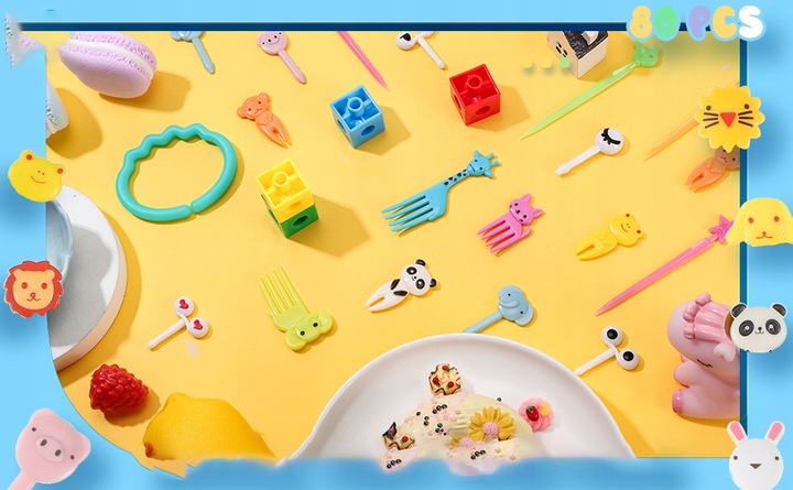 WIDELCZYKI DO PRZEKĄSEK DLA DZIECI WIDELCE DO OWOCÓW ŻYWNOŚCI WIDELCE 90SZT