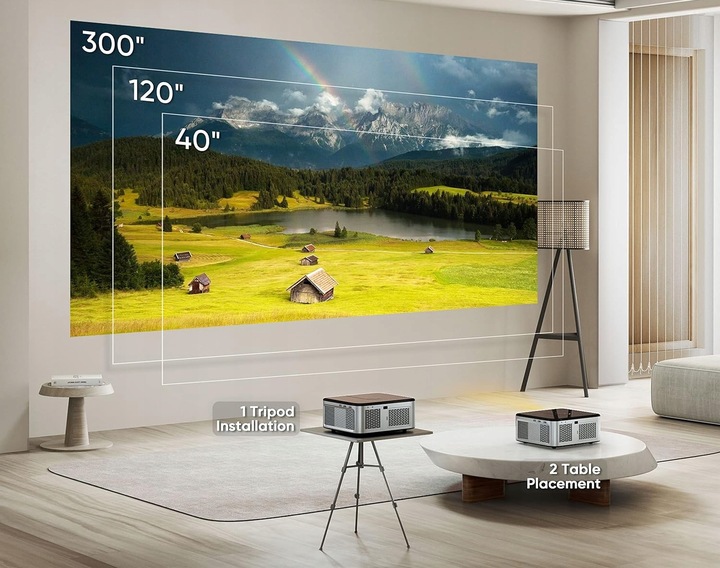 HORLAT T02 Projektor kina domowego 25000 lumenów, Full HD 1080p Android TV