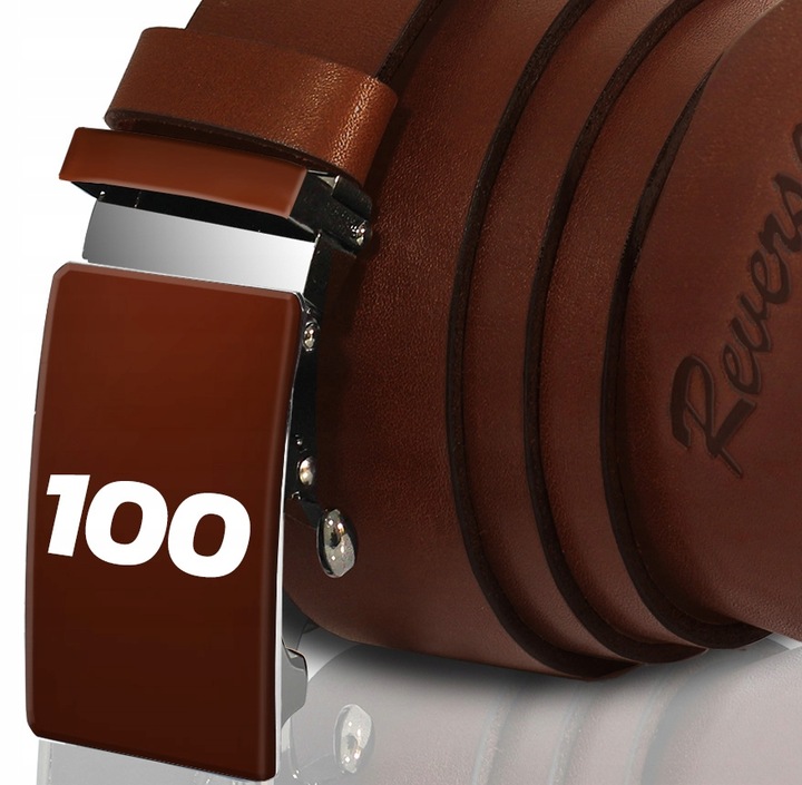 REVERSE PASEK SKÓRZANY MĘSKI DO SPODNI AUTOMAT BRĄZOWY SKÓRA NATURALNA 100