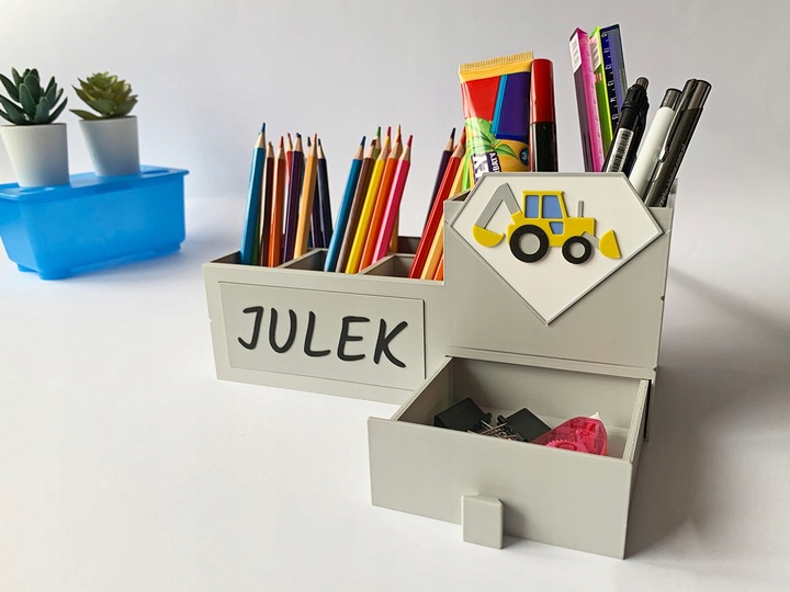 KAJAWIS Organizer na biurko XL przybornik kredki piórnik IMIĘ SZUFLADKA EKO