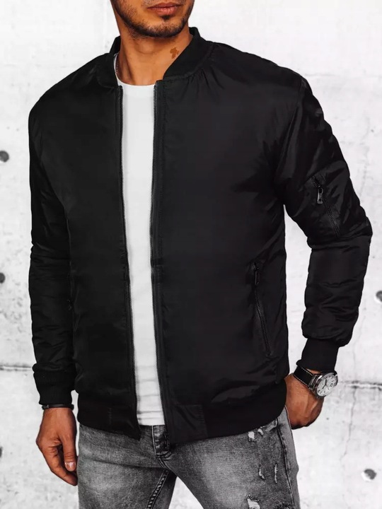 CZARNA MĘSKA KURTKA PRZEJŚCIOWA BOMBER JACKET tx4423 - L