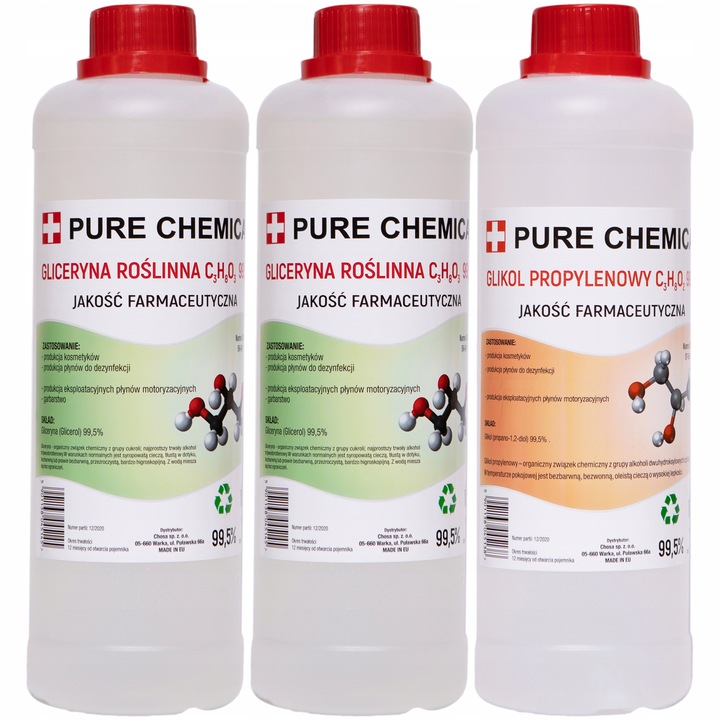 GLICERYNA ROŚLINNA + GLIKOL PROPYLENOWY ZESTAW GLIKOL I GLICERYNA 3l