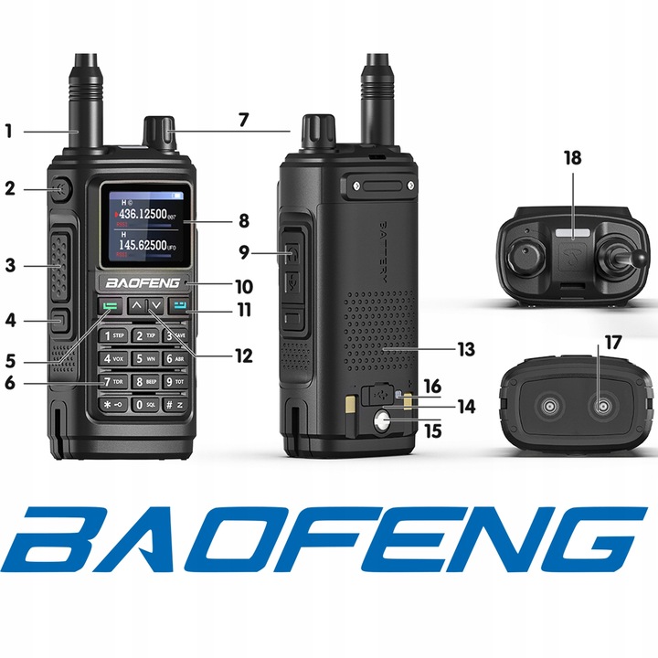 Krótkofalówka Radiotelefon Baofeng UV-17E Walkie Talkie PMR VHF UHF USB-C