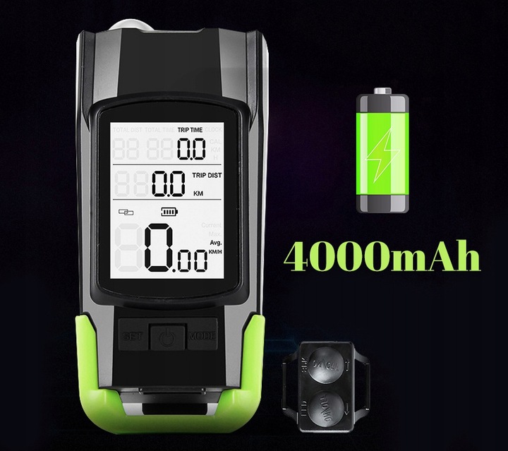 LAMPKA ROWEROWA LICZNIK BEZPRZEWODOWY KLAKSON 3w1 Zestaw