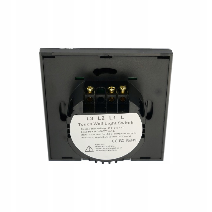 Dotykowy Szklany WŁĄCZNIK ŚWIATŁA LED fi60 Podwójny Czarny WiFi Tuya SMART