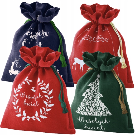 Torba worek torebka prezenty prezent prezentowy świąteczny Święta 30X45 4pc