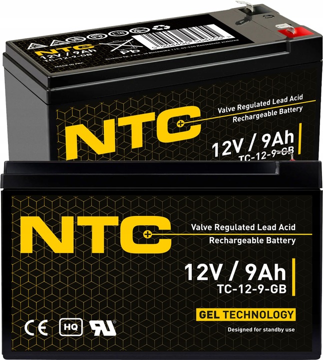 AKUMULATOR ŻELOWY BEZOBSŁUGOWY NTC 12V 9Ah (wymiar 7Ah, 7.5Ah, 9Ah, 10Ah)