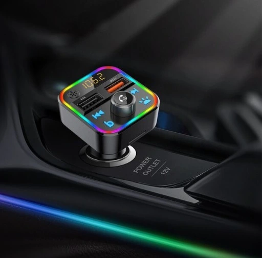 TRANSMITER ODTWARZACZ FM BLUETOOTH Z MIKROFONEM SZYBKA ŁADOWARKA QC USB