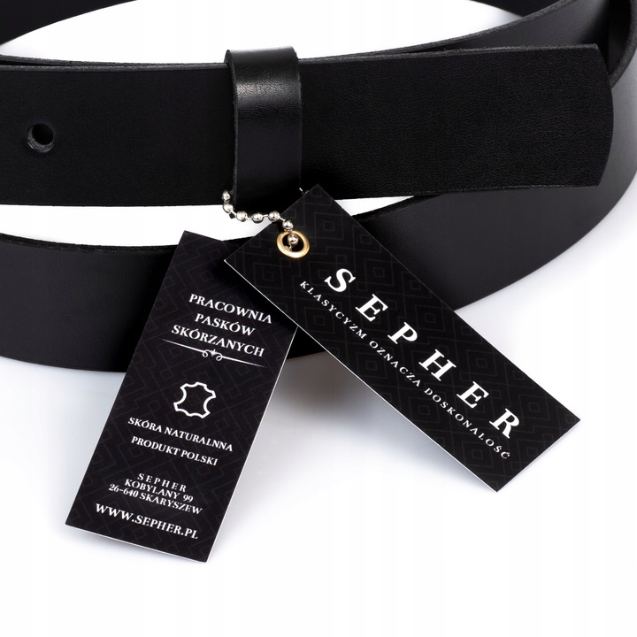 SEPHER Pasek skórzany AUTHENTIC męski CZARNY jeans