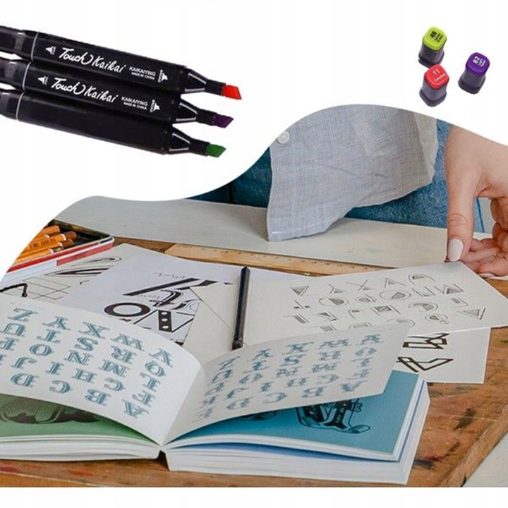 MARKERY ALKOHOLOWE ZESTAW 80SZT FLAMASTRY DWUSTRONNE PISAKI MAZAKI + TORBA