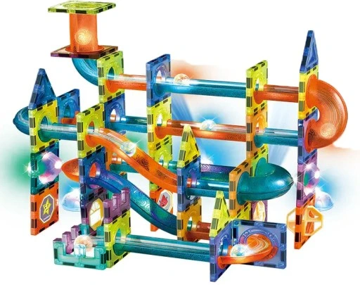 KLOCKI MAGNETYCZNE KONSTRUKCYJNE ŚWIECĄCY TOR 110el 3D MAGNETIC EDUKACYJNE