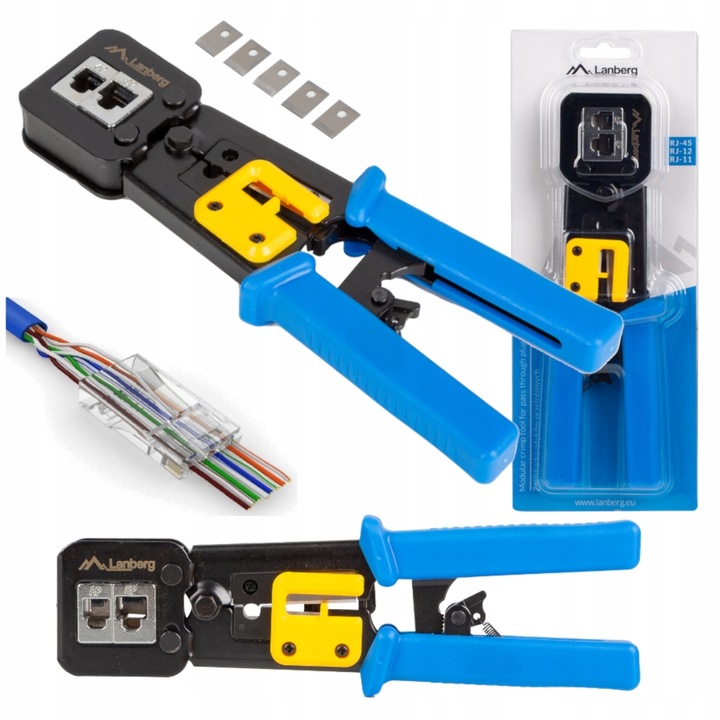 ZACISKARKA PRZELOTOWA WTYKÓW ZŁĄCZ PRZELOTOWYCH RJ45 RJ12 RJ11 LAN LANBERG