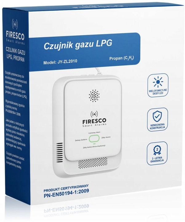 CZUJNIK GAZU LPG Firesco JY-ZL2010 DETEKTOR PROPANU CZUJKA PROPANU-BUTANU