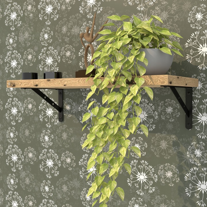 Mocny, czarny wspornik półki 50 cm, podpórka, kątownik do półki