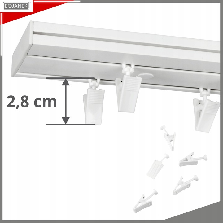 KARNISZ Podwójny z Maskownicą Szyna Sufitowa PCV Biała 300cm z Osłoną