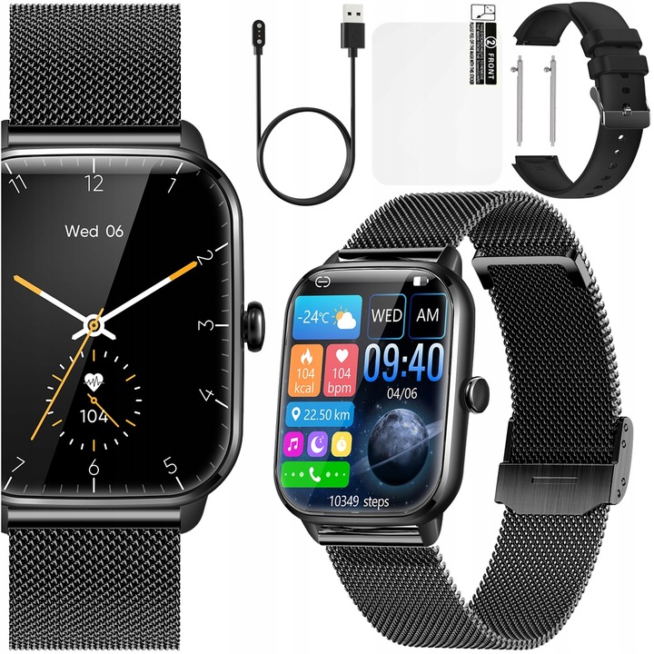 SMARTWATCH ZEGAREK DAMSKI ROZMOWY MENU PL PULS SPORT 2 PASKI SMART WATCH