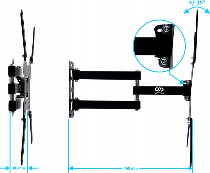 UCHWYT DO TELEWIZORA 32-55" WIESZAK UNIWERSALNY REGULOWANY DO KAMPERÓW