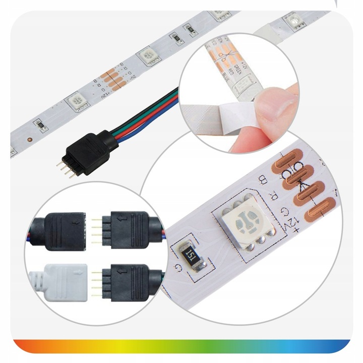 Taśma LED 30M RGB 5050 PILOT APLIKACJA Bluetooth MUZYKA ZESTAW 12V SMD