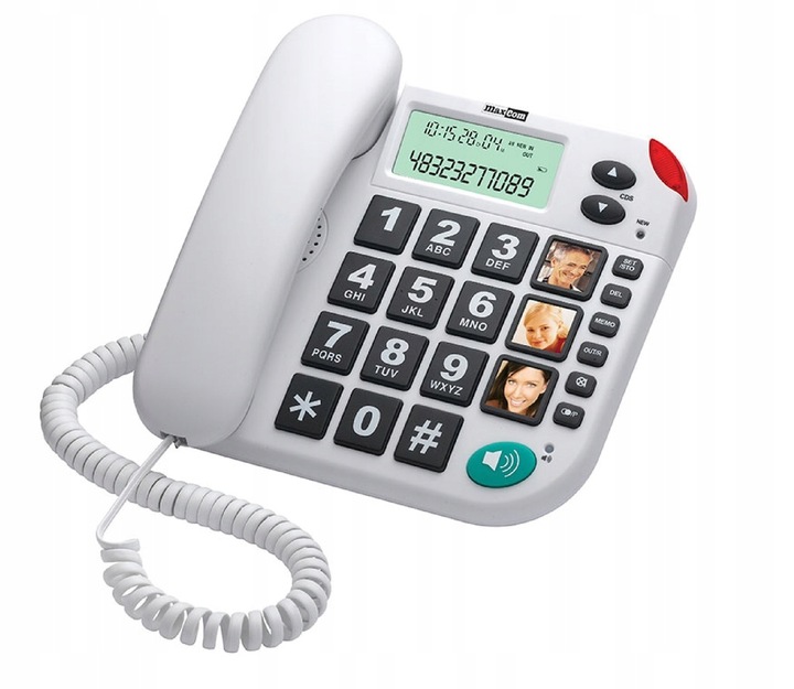 TELEFON STACJONARNY DLA SENIORA MAXCOM KXT480 FV głosnomówiący