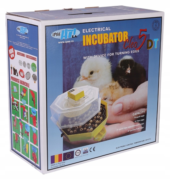 INKUBATOR CLEO 5 DTHE 60/41 JAJ WYLĘGARKA KLUJNIK TERMOMETR HIGROMETR TACA