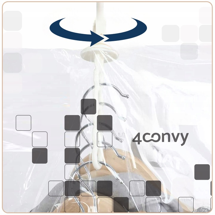 4CONVY 4x Wiszący worek próżniowy na ubrania z wieszakiem 70x140 i