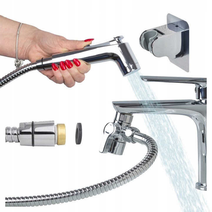 Zestaw bidetowy prysznic słuchawka wąż do baterii umywalkowej Bidetka