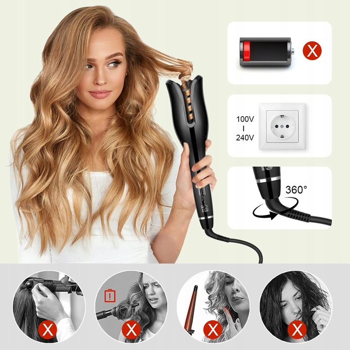 Lokówka automatyczna do stylizacji kręcenia włosów GRZEBIEŃ 2XSPINKA