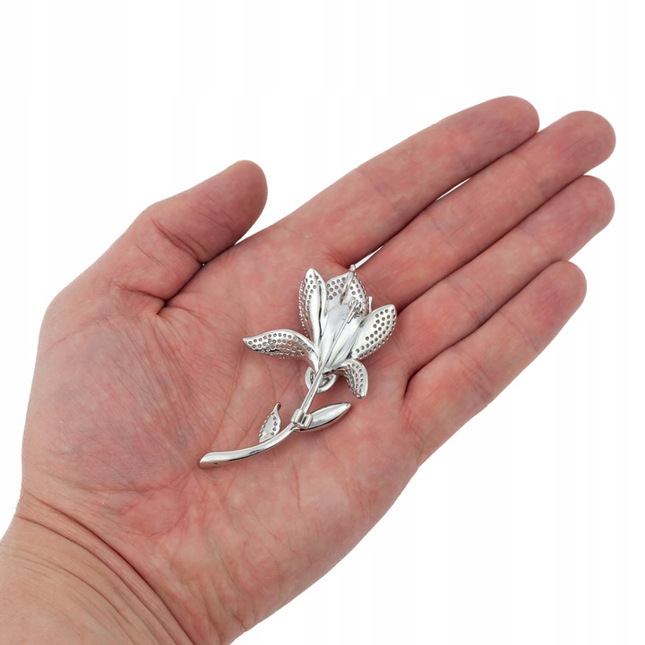 PINETS Piękna Srebrna Broszka KWIAT z niebieską cyrkonią