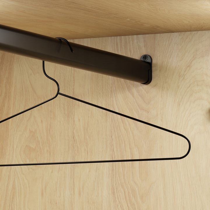 Czarny owalny drążek do szafy garderoby rurka na ubrania 100 cm + 2