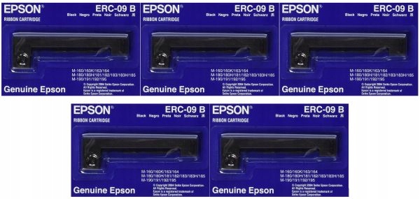 5x - ORYGINALNA taśma barwiąca EPSON ERC-09 b czarna C43S015354 ERC09 ERC22