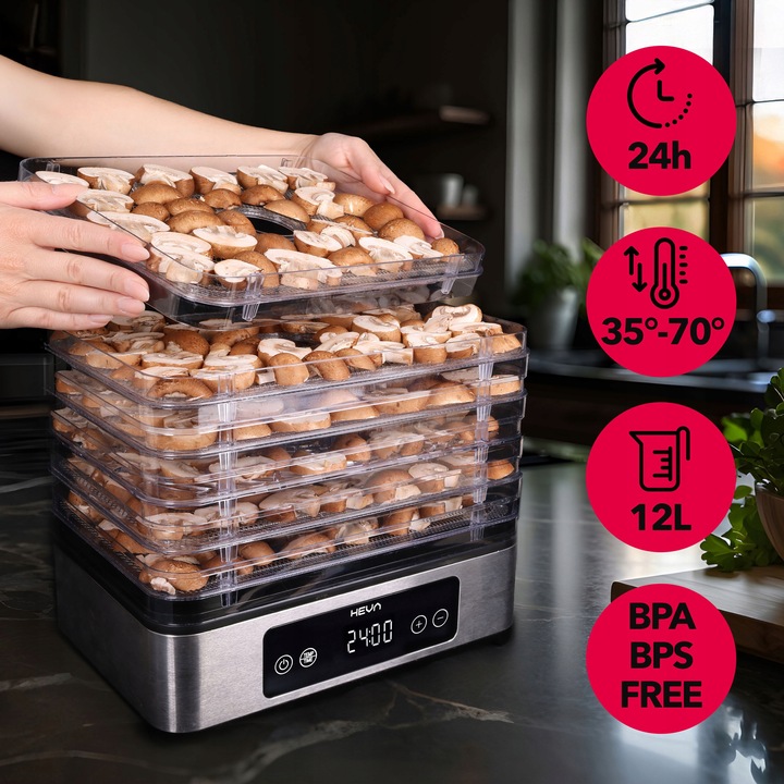 Suszarka do grzybów owoców 450W +TIMER REGULACJA +6 SIT ZE STALI