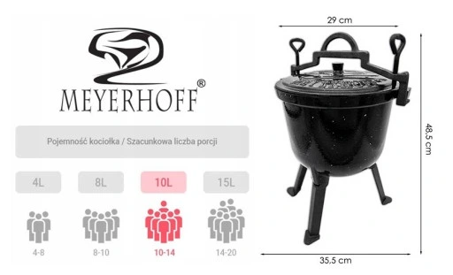Kociołek żeliwny EMALIOWANY Meyerhoff MARMUREK 10l