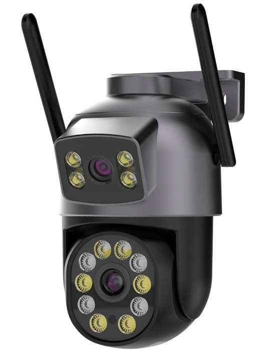 KAMERA ZEWNĘTRZNA OBROTOWA PODWÓJNA IP WiFi HD 5X ZOOM SMART DETEKCJA ALARM