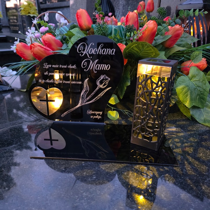 ZNICZ SOLARNY z Grawerem Wieczna Lampka Latarenka LED STATUETKA dla