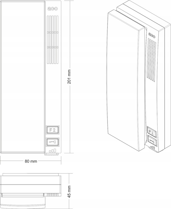 ACO INS-UP720B Unifon cyfrowy z tradycyjnym