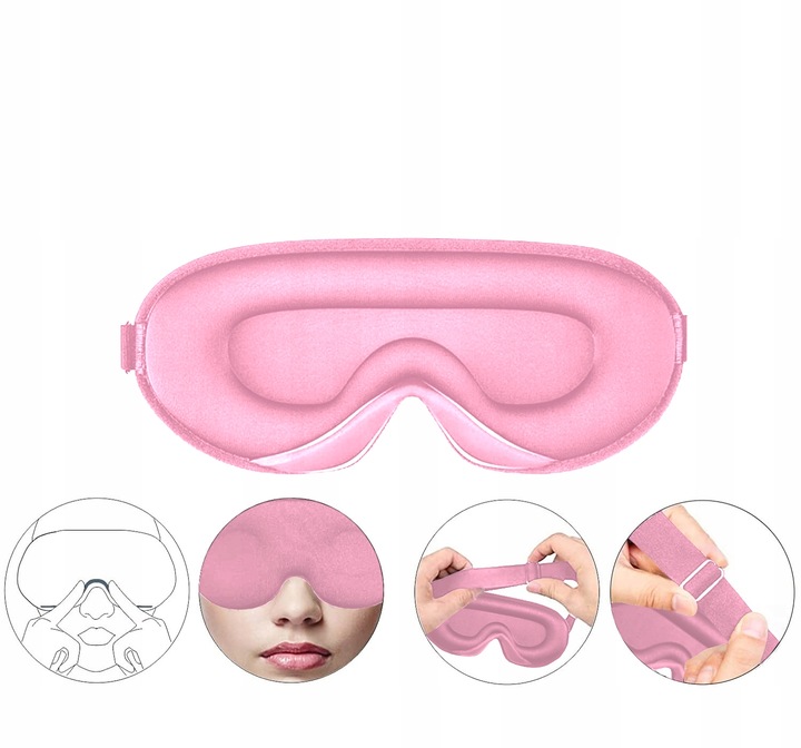 OPASKA NA OCZY DO SPANIA 3D MASKA ZACIEMNIAJĄCA REGULOWANA JAKOŚĆ PREMIUM