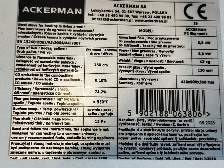 PIEC KOZA KOMINEK WOLNOSTOJĄCY STALOWY HESTIA + AKCESORIA KOMINKOWE