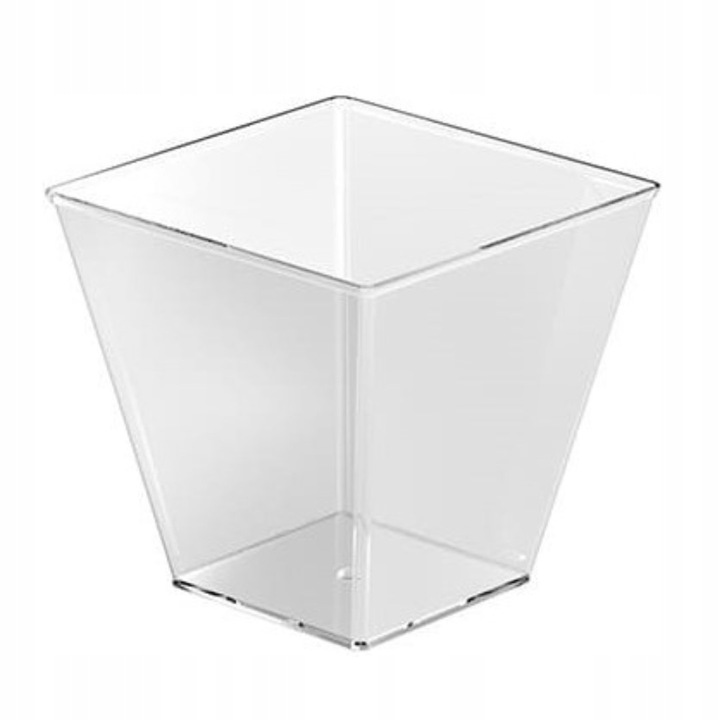 Pucharki plastikowe do deserów i przekąsek 200 ml kwadrat z pokrywką 50szt